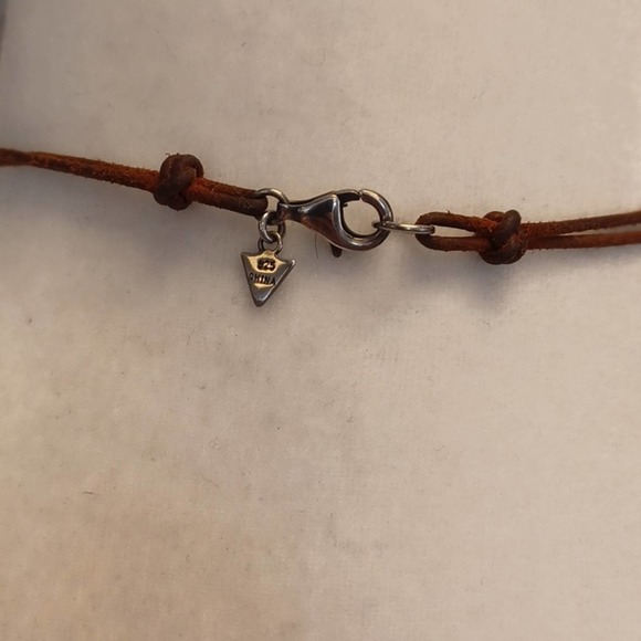 Silpada Quartz MOP Quartz Jade Long Necklace Brown Leather Cord - Picture 6 of 6